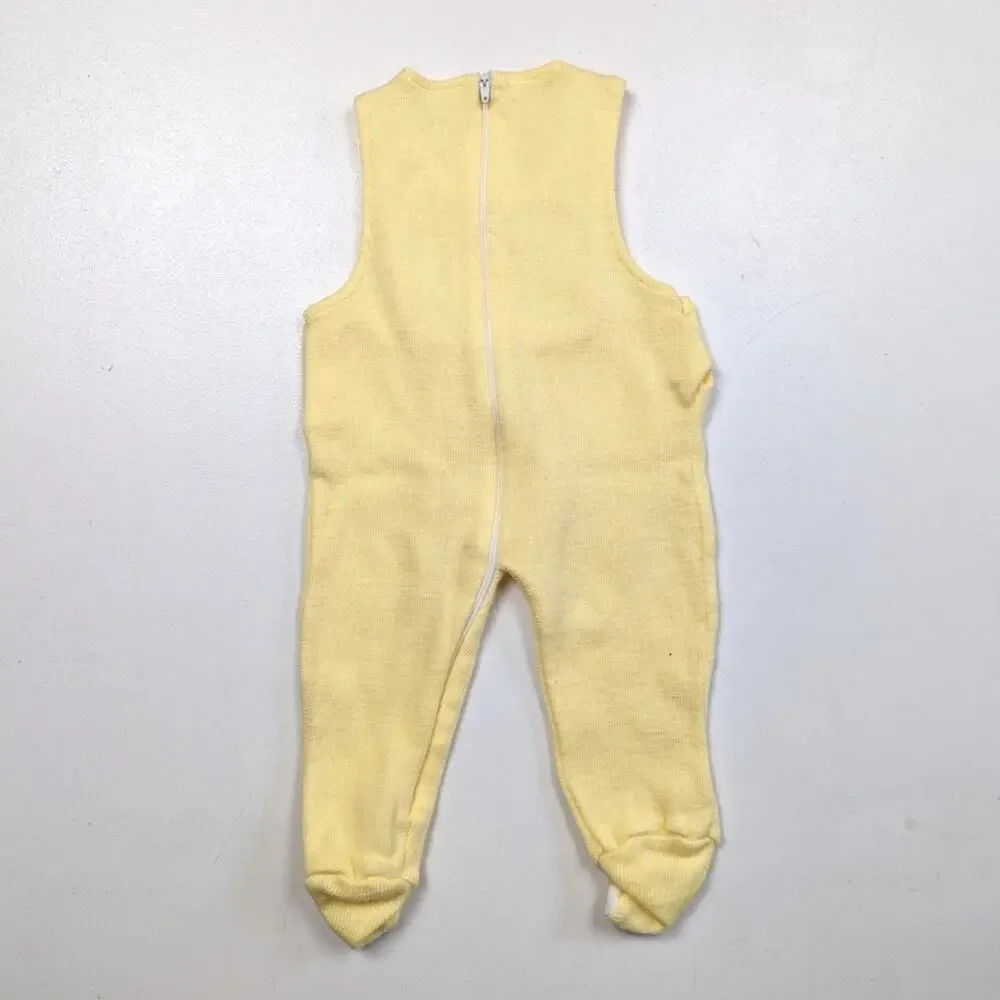 Vintage Romper Baby Size 0-3m Yellow House Knit Footie